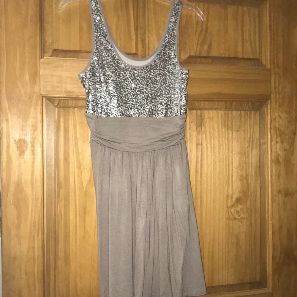 Sequin top light brown dress